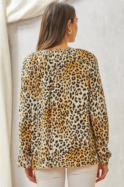 Isabel Leopard Print Embroidery Top