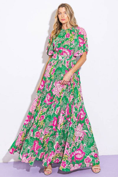 Evelyn Maxi Dress (Green/Pink)