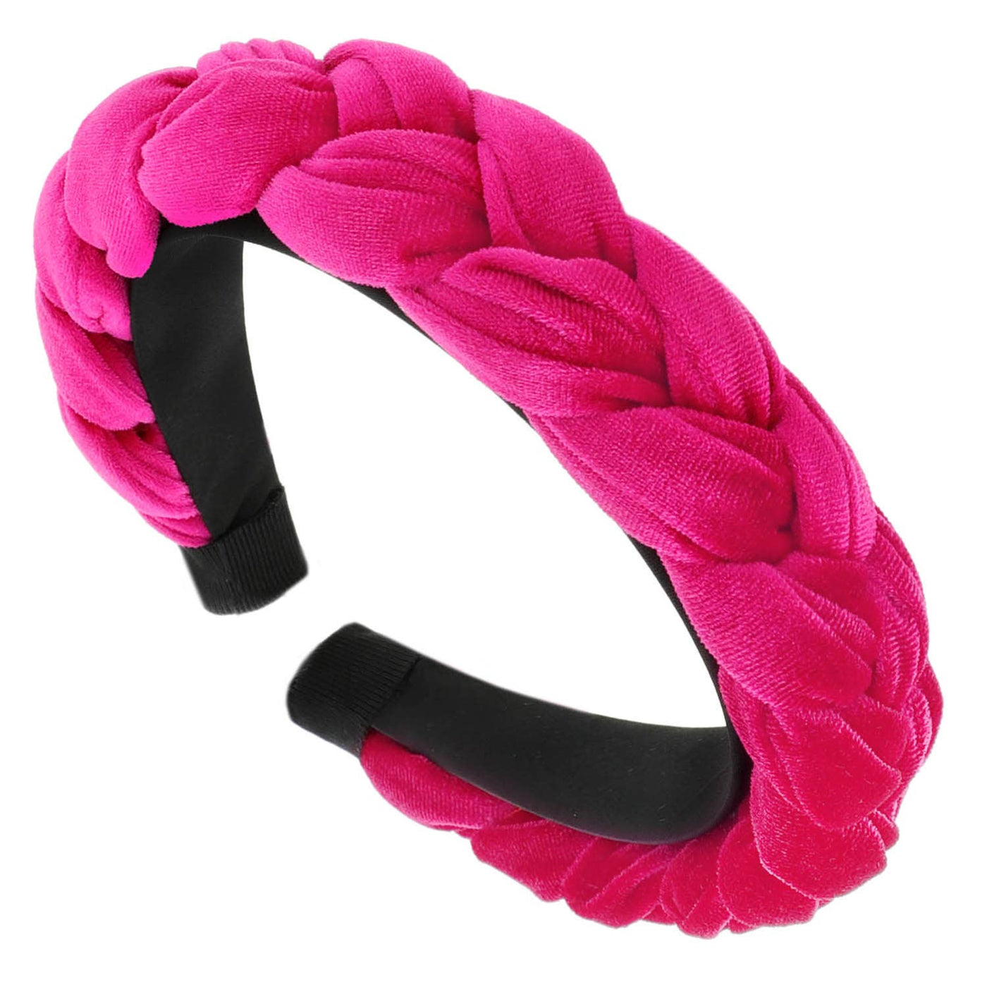 Braided Velvet Fashion Headband: Fuchsia