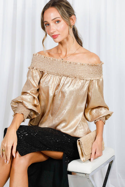 Vivianne Metallic Off-The-Shoulder Top