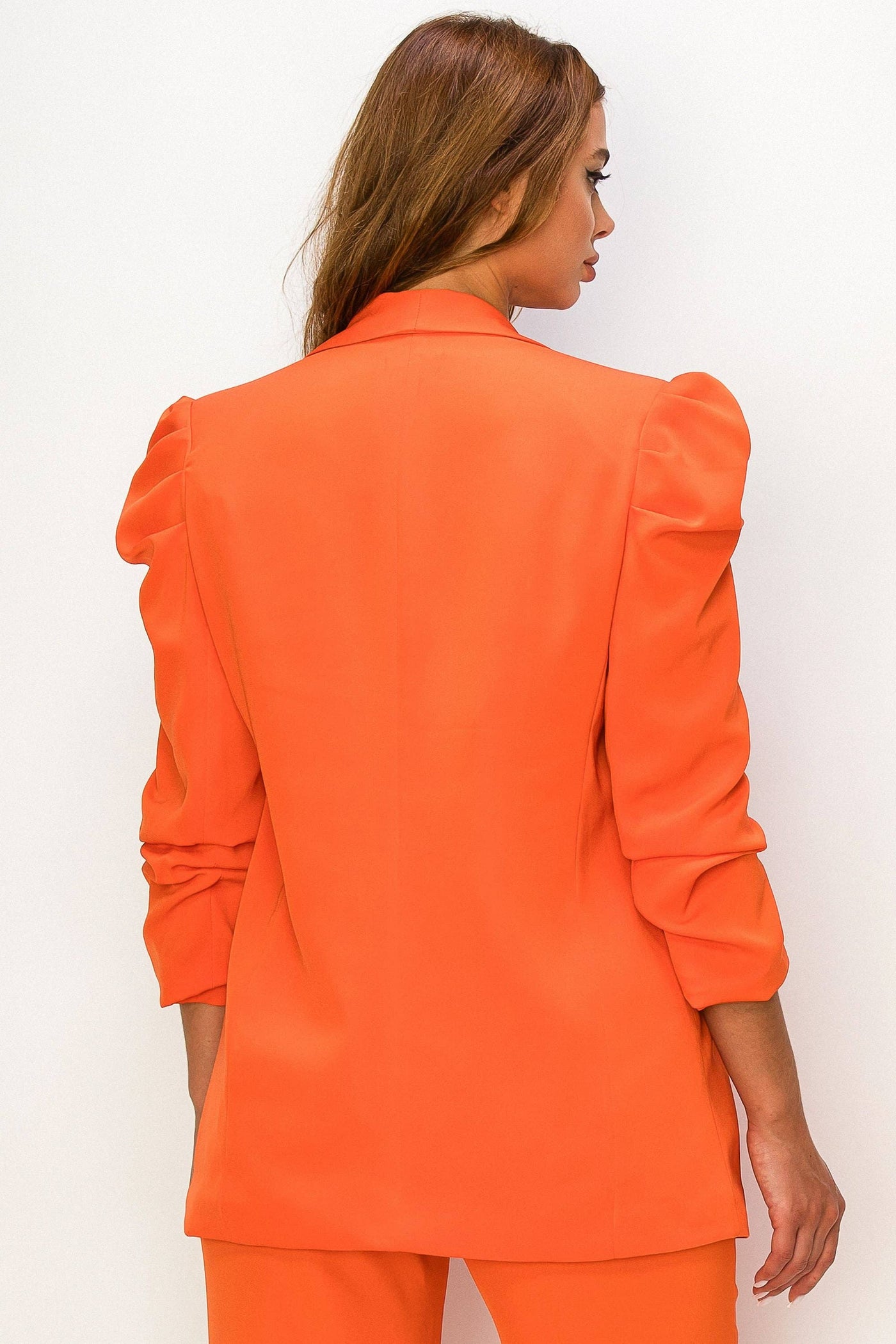 Rachel Shirred Shoulder Jacket (Orange)