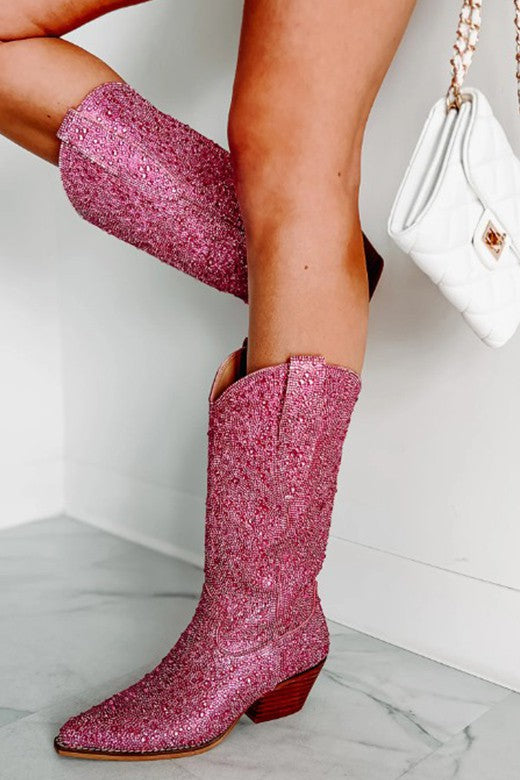 Rhinestone Cowboy Boots (Pink)