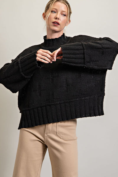 Madison Cross Sweater (Black)