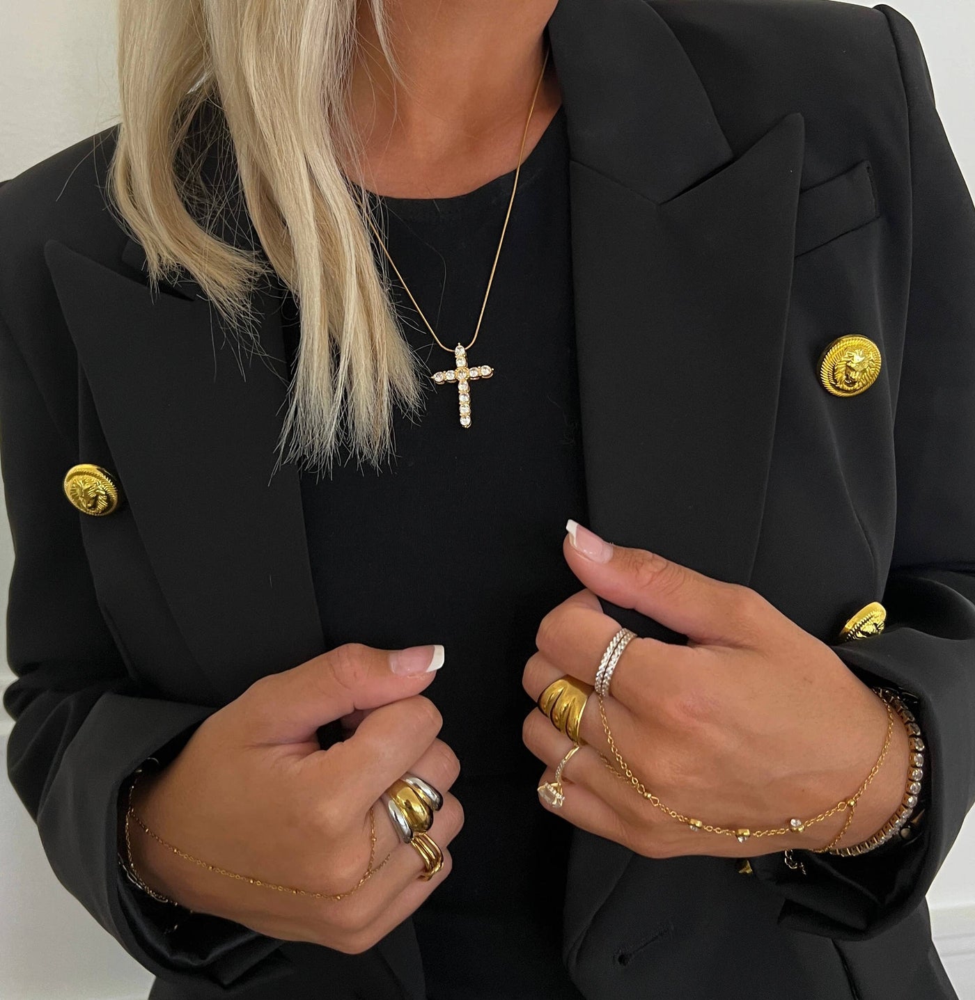 XL Rhinestone Cross Necklace