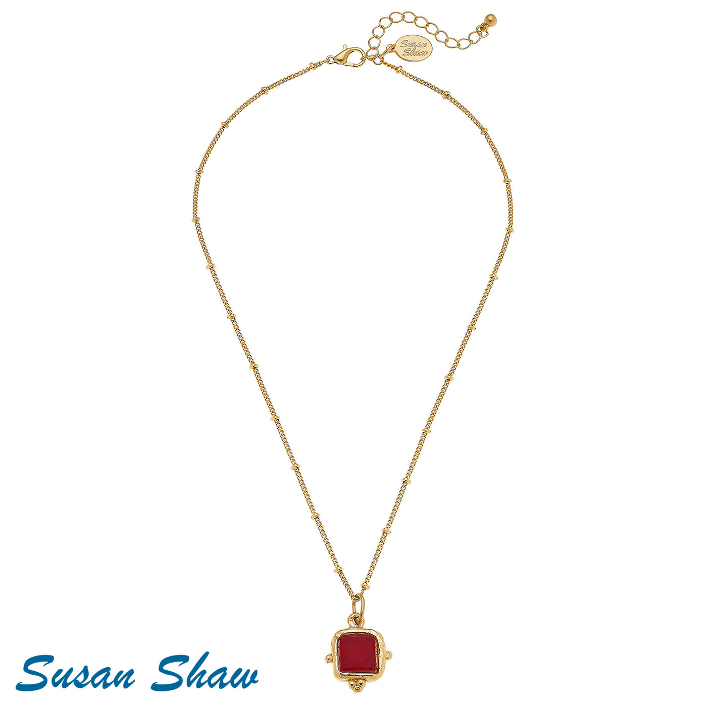 SS Square Necklace (Crimson)