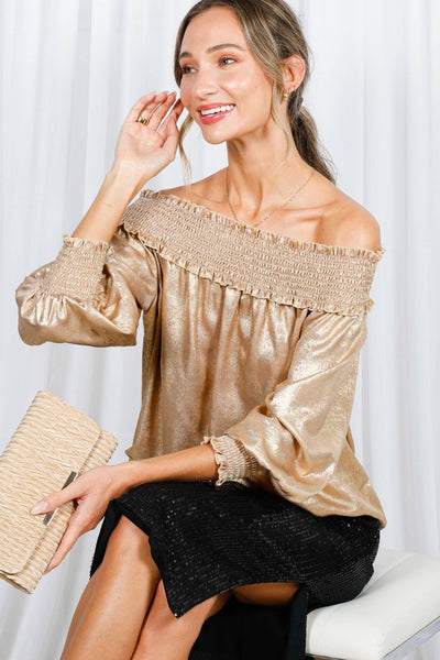 Vivianne Metallic Off-The-Shoulder Top