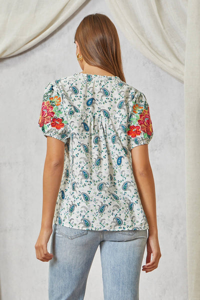 Paisley Printed Blouse With Multi Color Floral