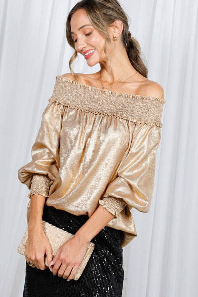 Vivianne Metallic Off-The-Shoulder Top