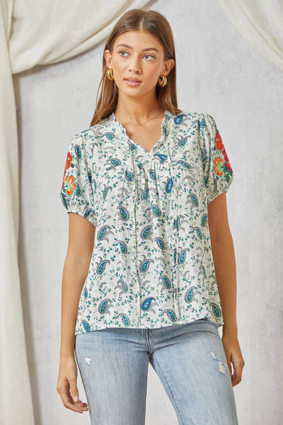 Paisley Printed Blouse With Multi Color Floral