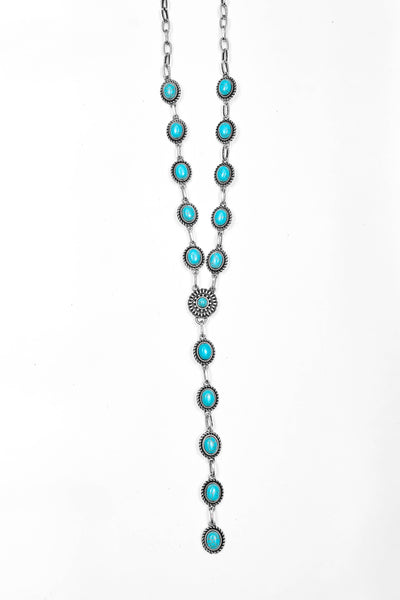 Turq Concho Lariat Style Necklace