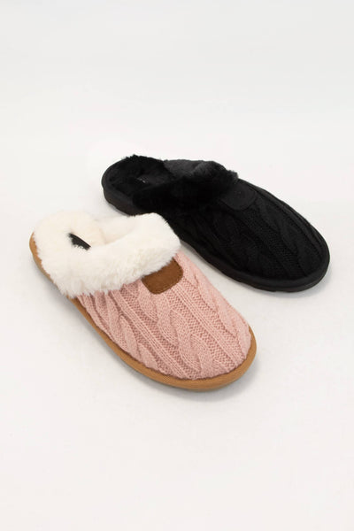 Real Cable Knit Slippers (White)