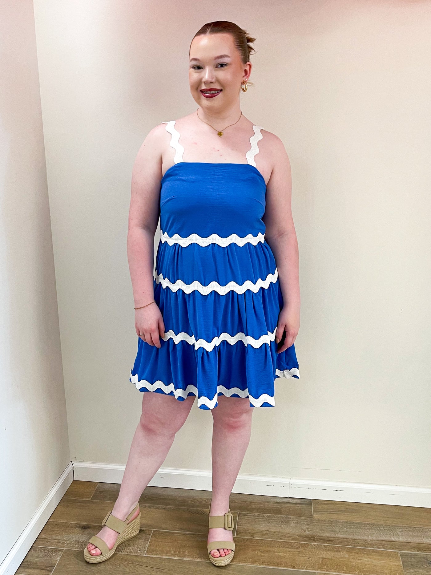 Rita Ric Rac Short Dress (Blue)
