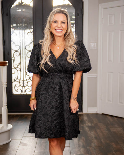 Maggie Jacquard Black Dress