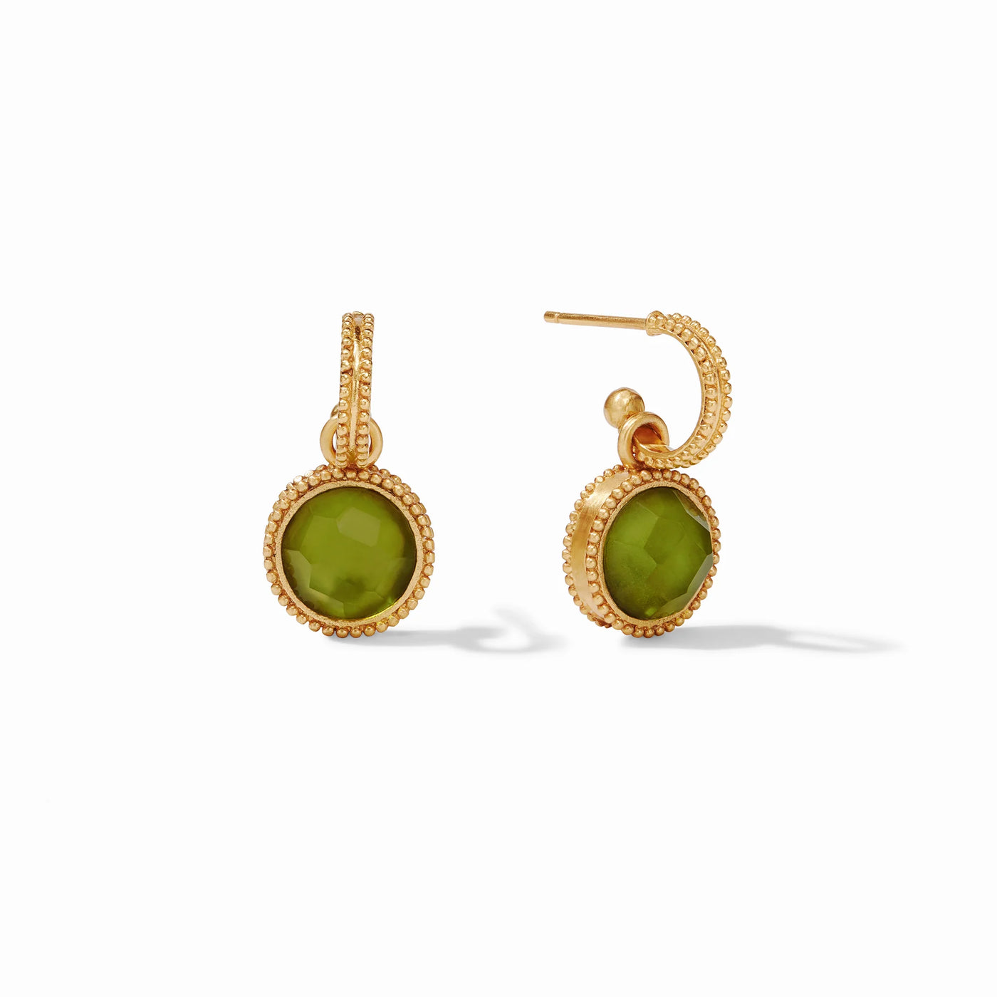 Fleur-de-Lis Hoop & Charm Earring Iridescent Jade Green