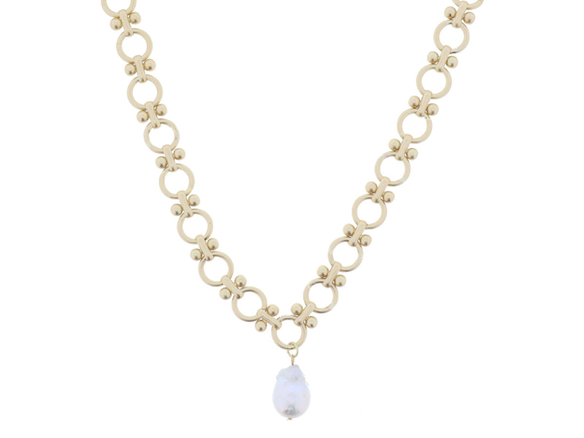 JM Matte Gold Pearl Drop Necklace