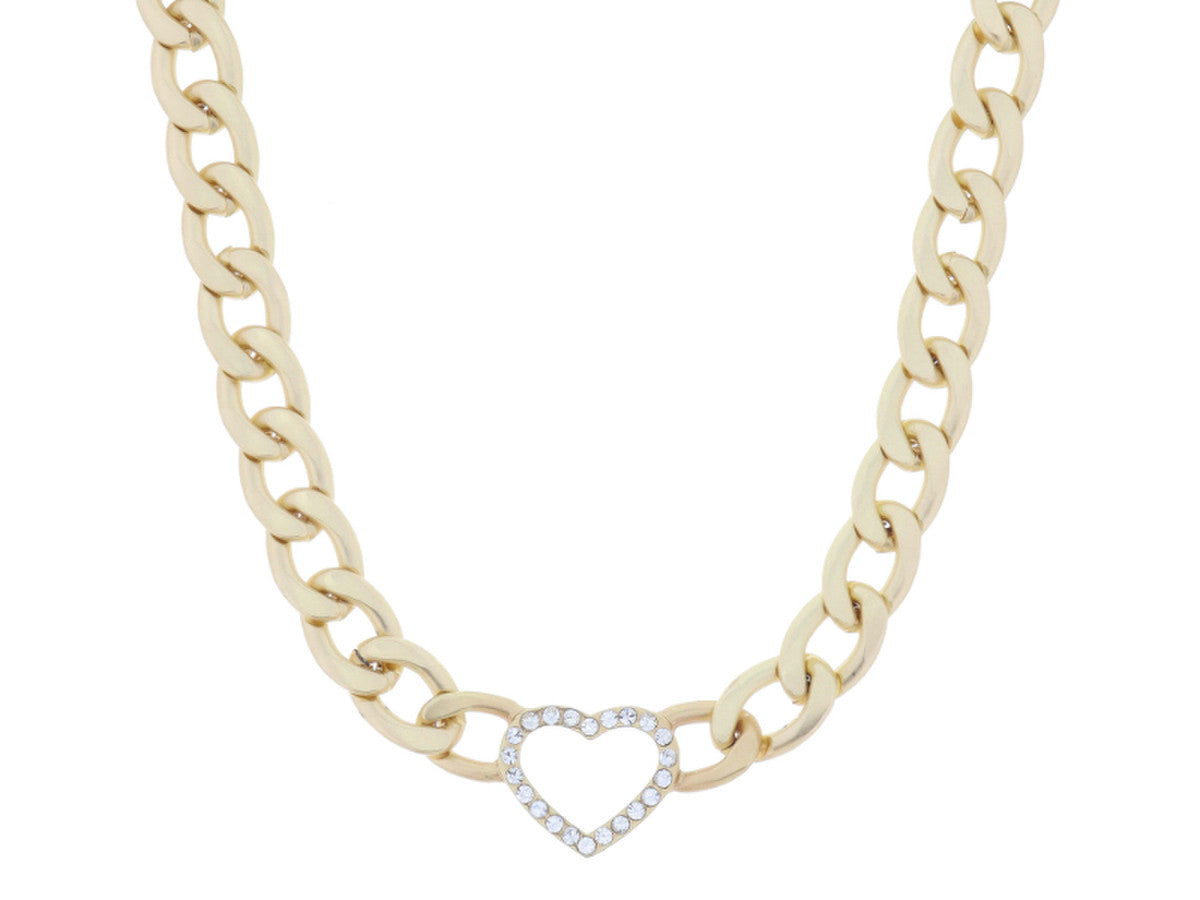 JM Matte Gold Crystal Heart Necklace
