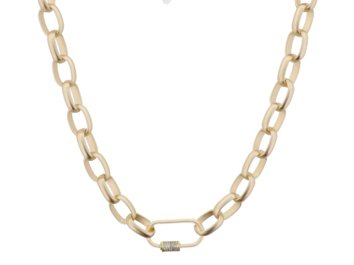 JM Matte Gold Crystal Carabiner Necklace
