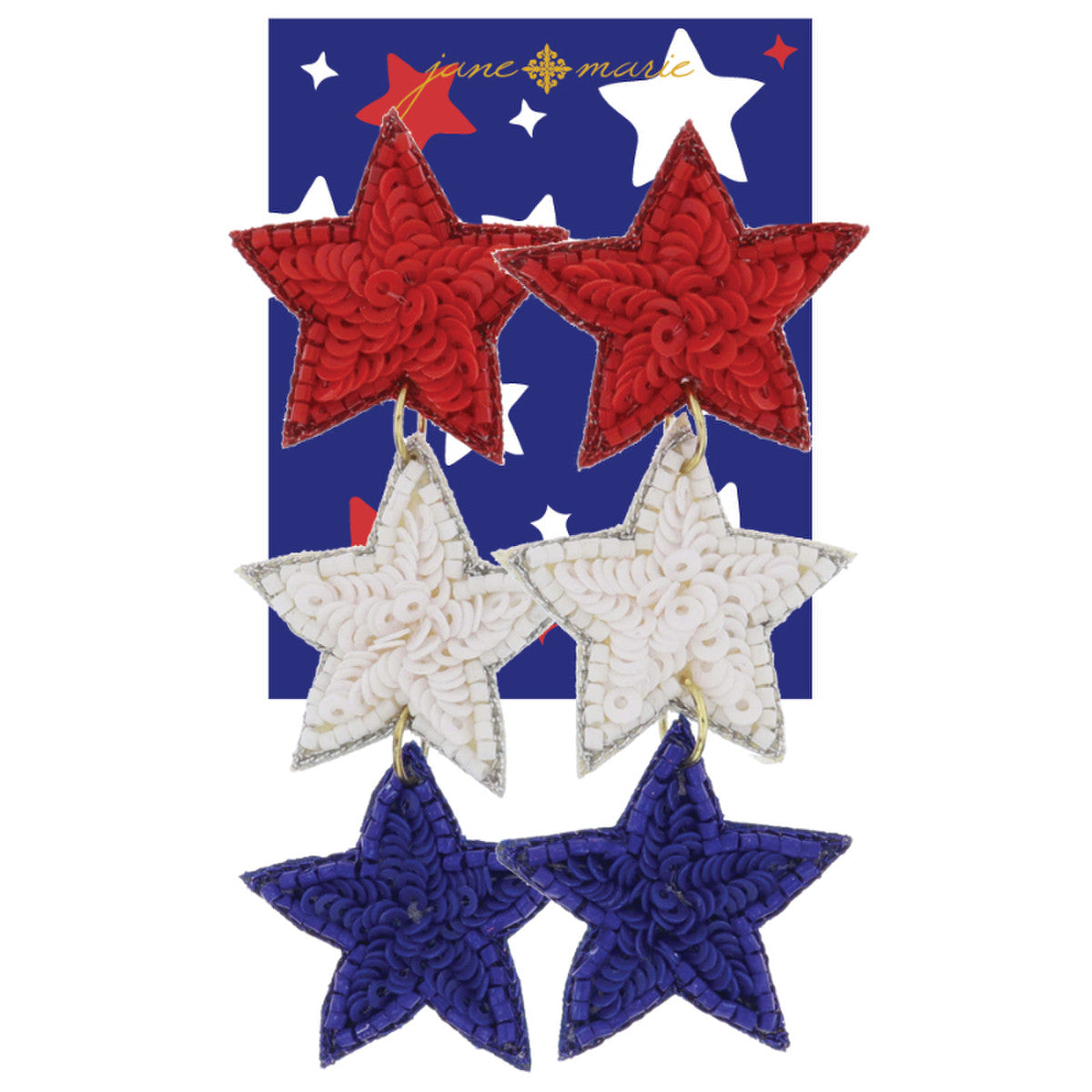 America Earrings (Tiered Sequin Stars)