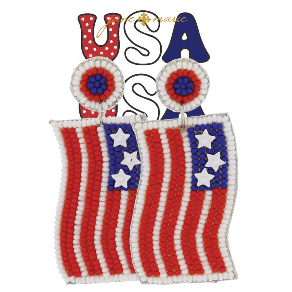 America Earrings (Beaded Flag)