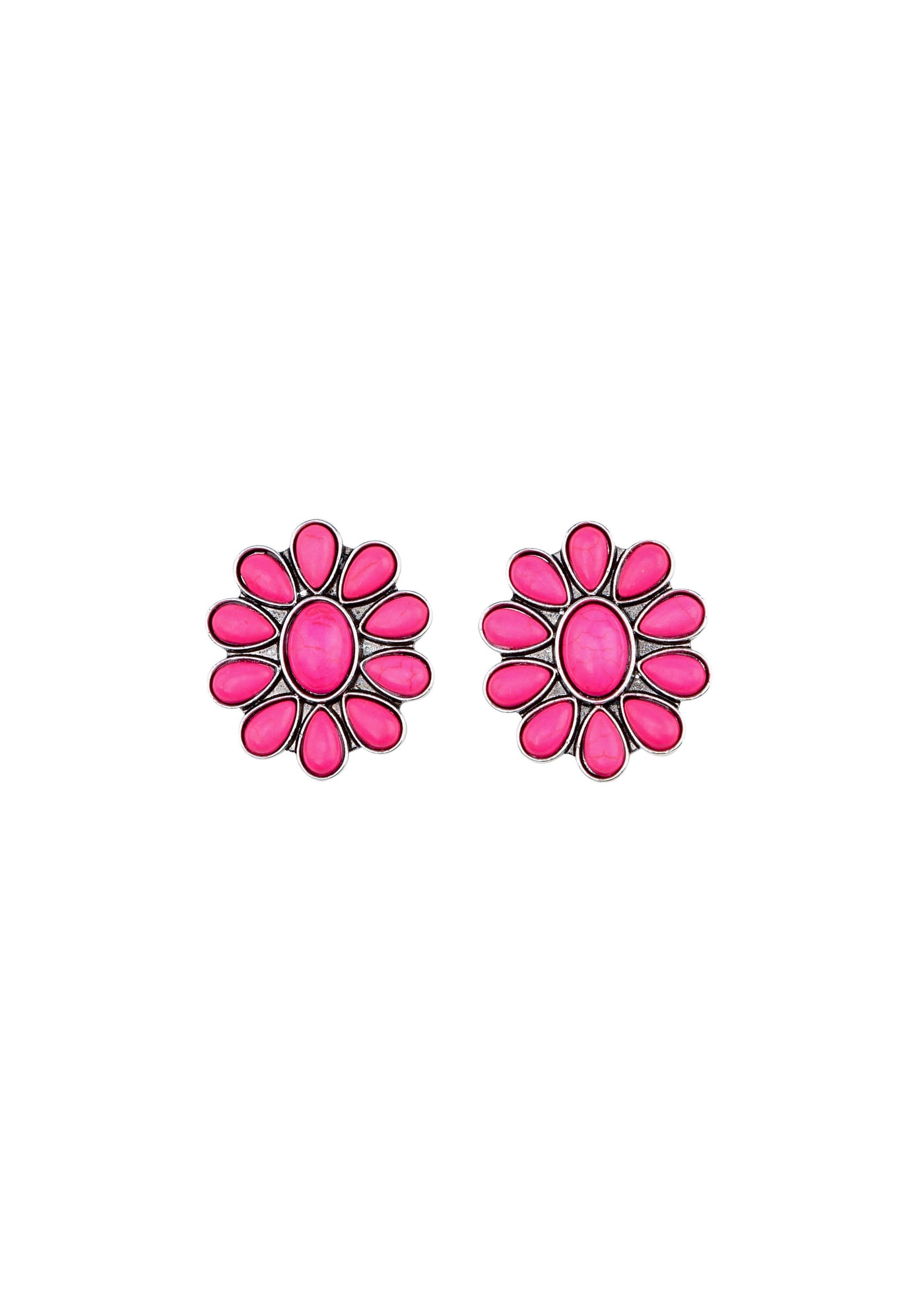 Pink Flower Cluster Post Earrings