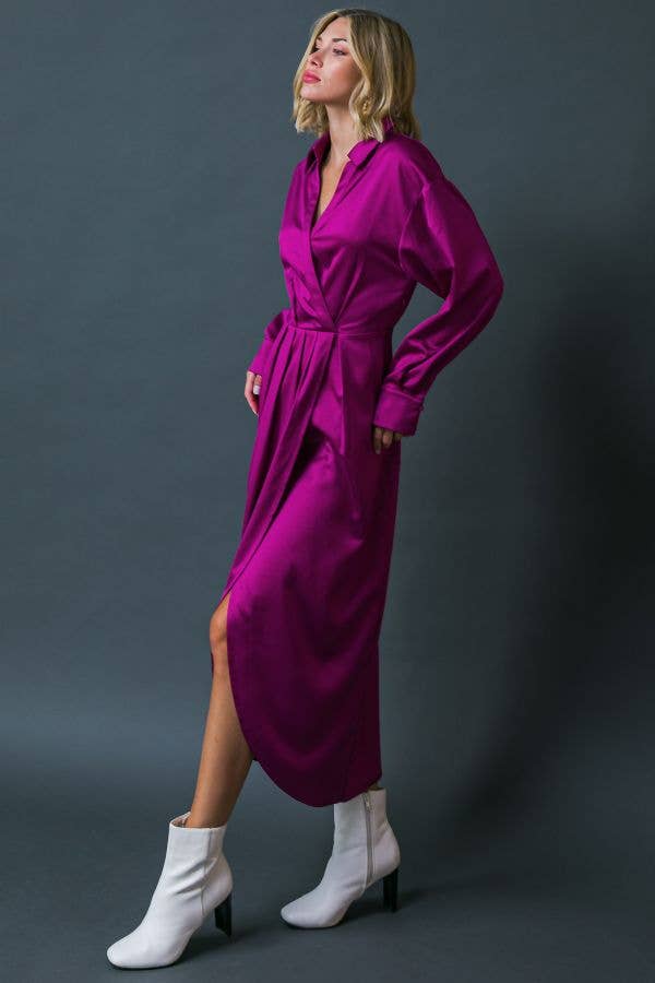 Shelby Midi Dress (Magenta) MEDIUM
