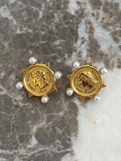 Pearl Coin Earrings
