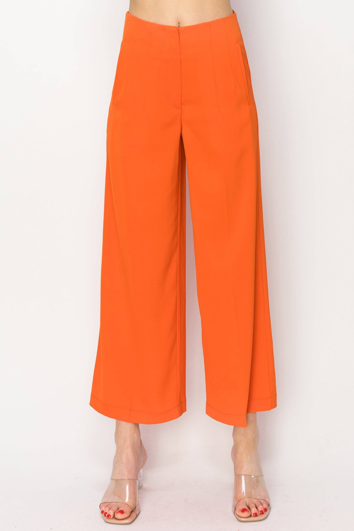 Renee High-Waisted Wide Crop Pants (Orange)