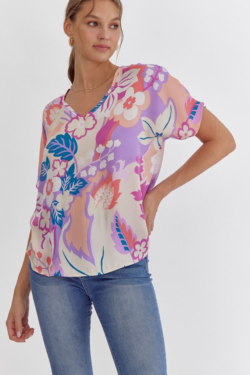 Addison Floral Top (Orchid)