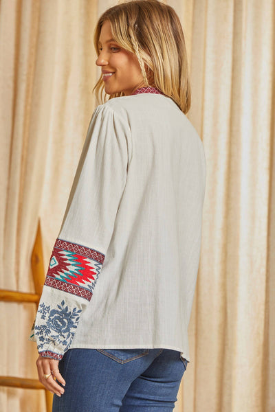 Kiarra Embroidered Long Sleeve Top