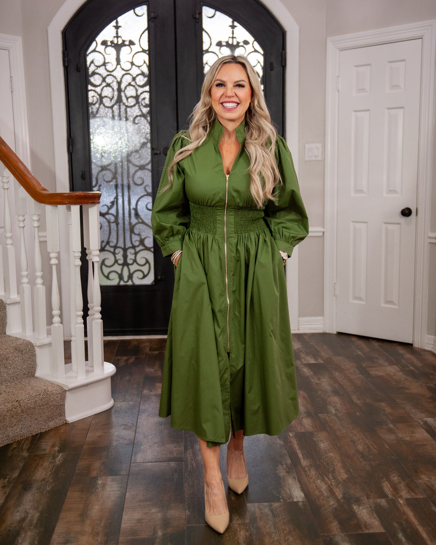 Katy Olive Zip Dress