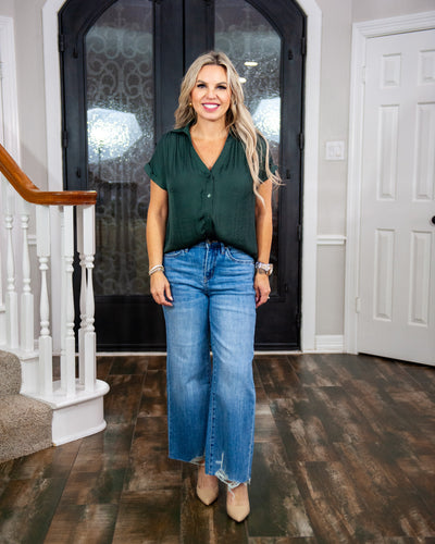 Staci Short Sleeve Top (Forest Green)