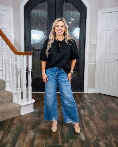 Rita Floral Black Top