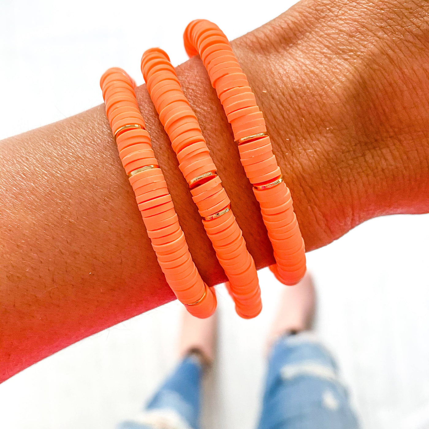 Neon Orange Heishi Bracelet
