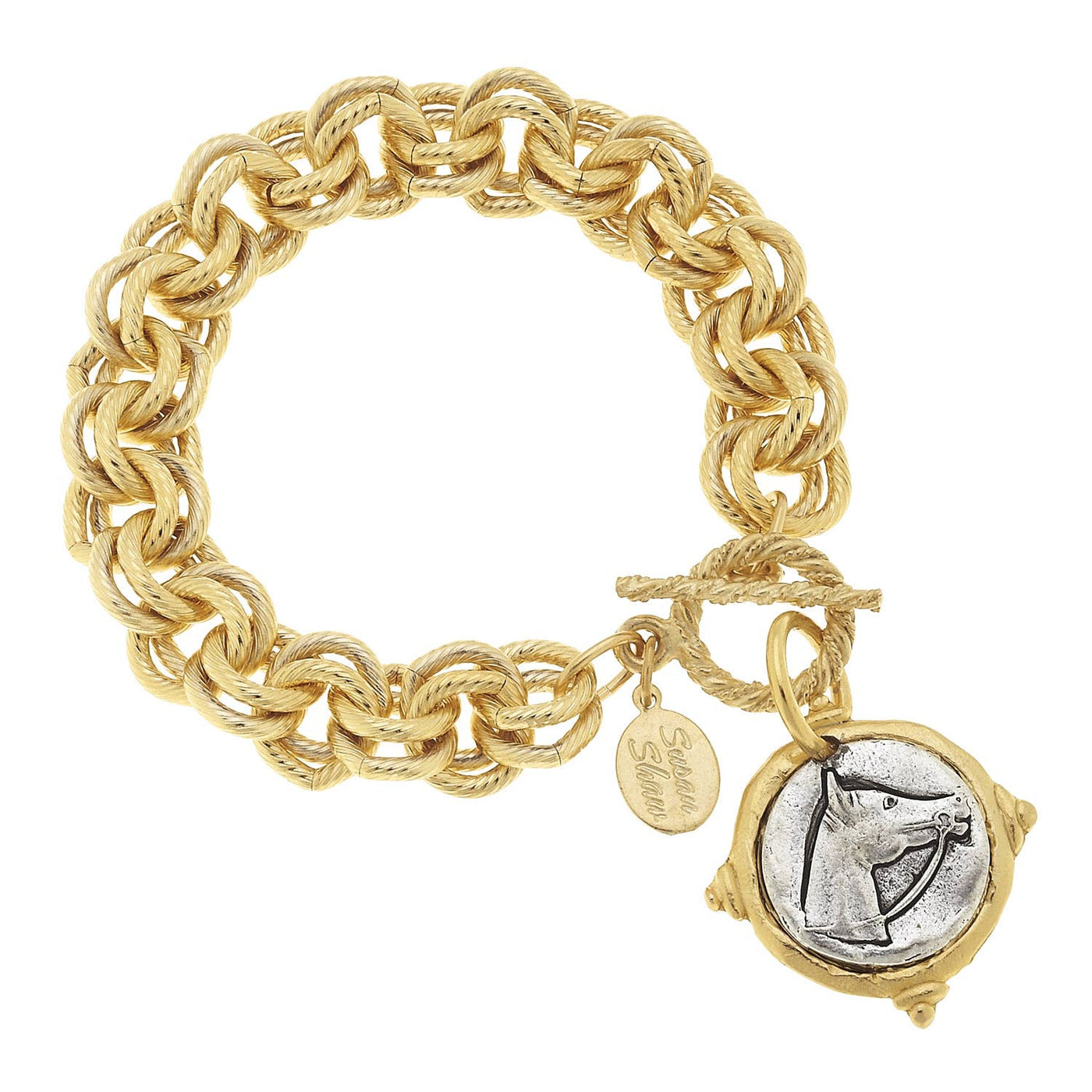 SS Gold and Silver Intaglio Horse Bracelet