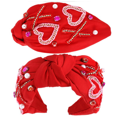 XOXO Valentine's Day Knotted Embellished  Headband: Red