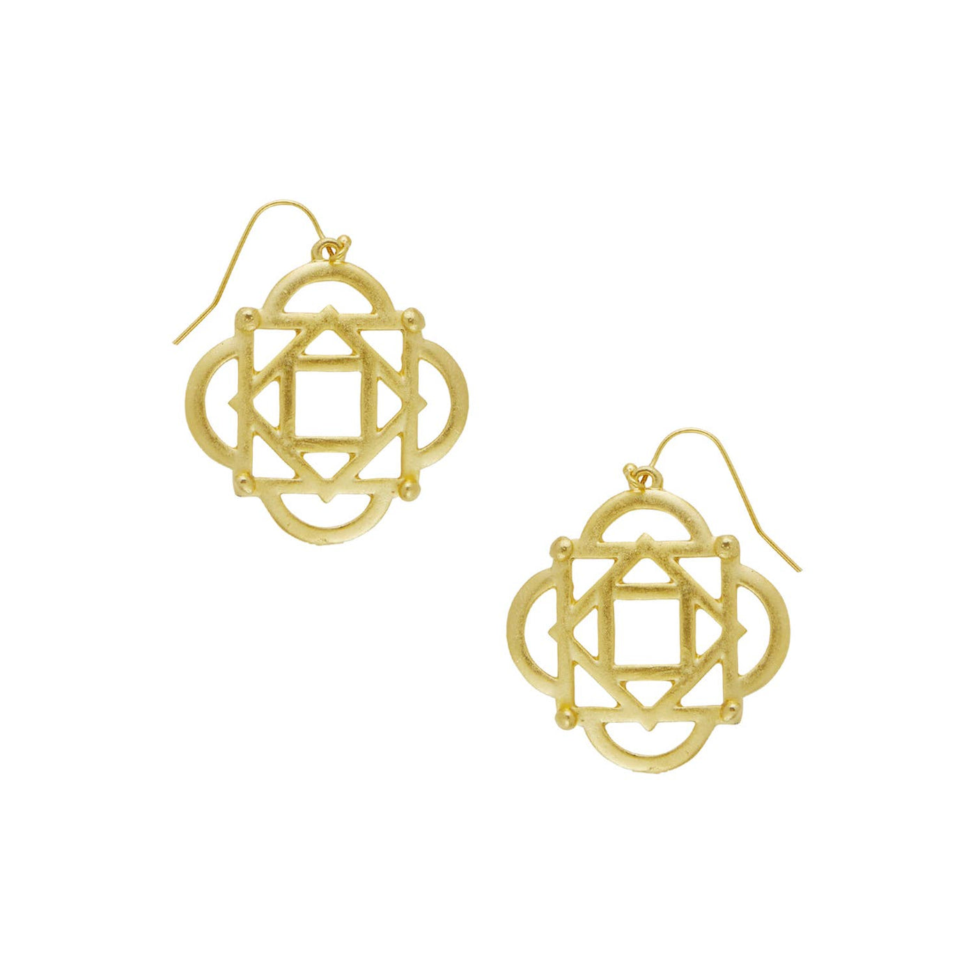 SS Gold Curved Square Cut-Out Wire Earrings