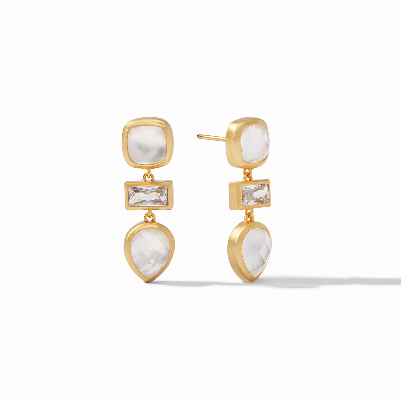 Julie Vos Antonia Tier Earring Gold Iridescent Clear Crystal