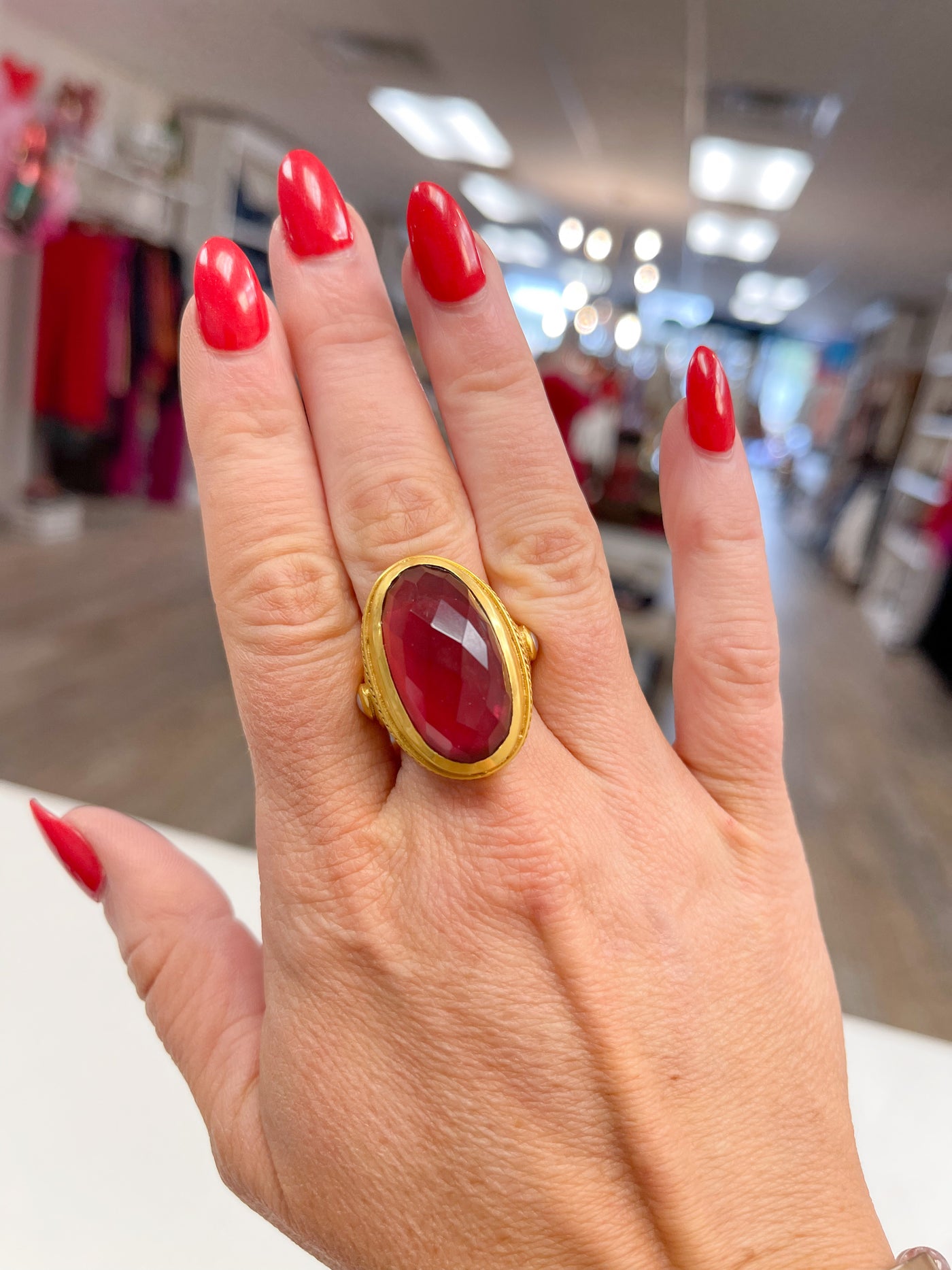 Julie Vos Cassis Statement Ring Ruby Size 7