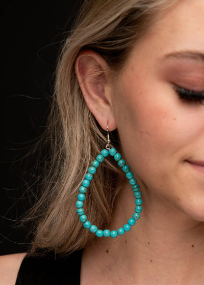 Turquoise Beaded Hoop Earring